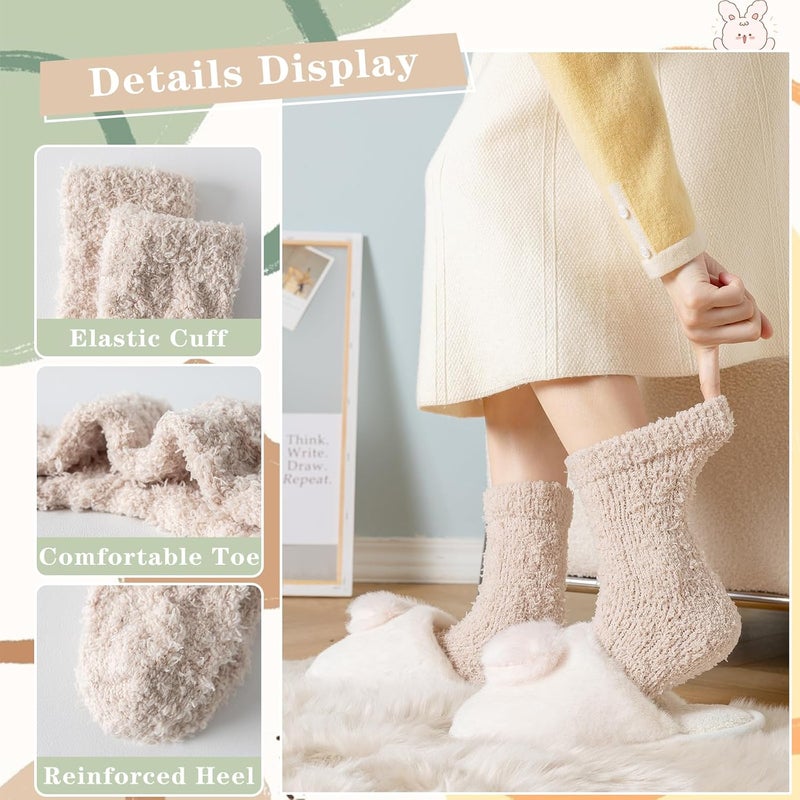 Premillow Fuzzy Socks for Women, Womens Winter Fluffy Socks 5 Pairs Ultra Soft Warm Fabric Sleeping Slipper Sock for Women - Image 4